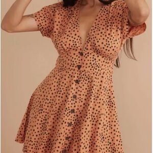 NWOT Marine Layer A-Line Dress Orange Slash Tan